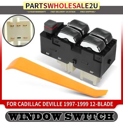 1x Interruptor de ventana eléctrica del lado del conductor delantero para Cadillac DeVille 1997-1999 12 hojas Foto 1 de 4
