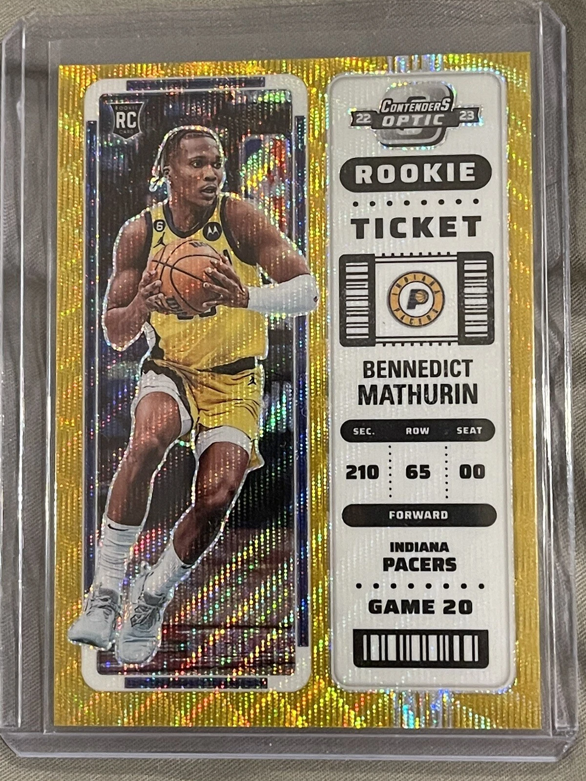2022-23 Contenders Optic #7 Bennedict Mathurin Rookie RC GOLD Prizm /10 Pacers