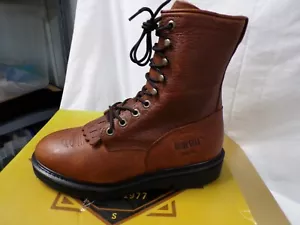 Guide Gear Brown Leather Kiltie Lace-up Cowboy Boots Mens 8.5 Work Packer - Picture 1 of 5