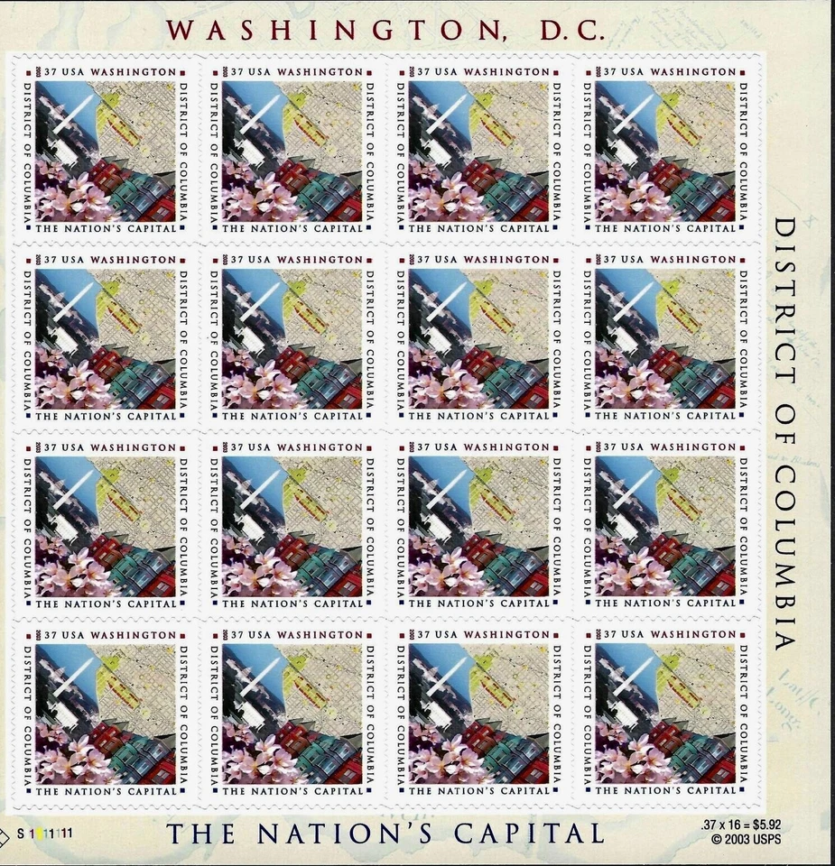 US #3813 MNH M/S 2003 37c DC National Mall Cherry Blossom [Pos 5 S11111111] - Image 1 of 1