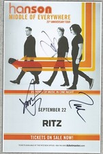 Hanson autographed concert poster Isaac Hanson, Taylor Hanson and Zac Hanson