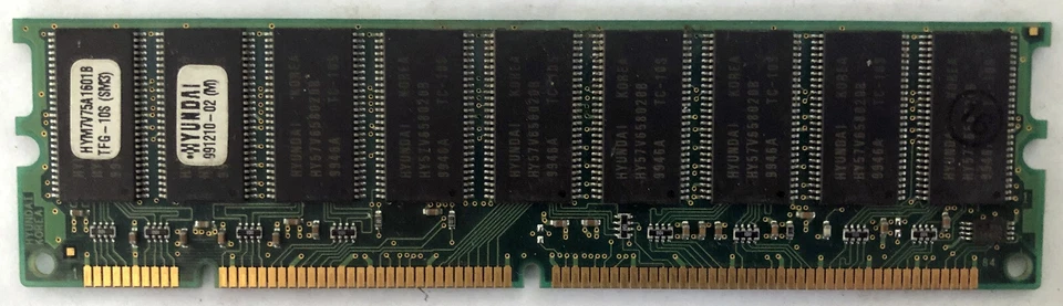16MB HYUNDAI SDRAM HYM7V75A1601B TFG-10S (SM3) Desktop Memory PC100 72 Bit - Image 1 of 2