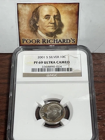 2001 S NGC Certified SILVER PF69 Ultra Cameo Roosevelt Dime SD1055 Cover