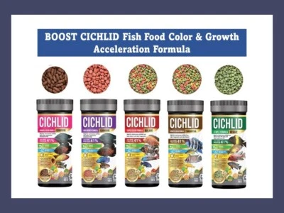 BOOST CICHLID Fish Food Species 5 Formulas Growth Accelerate Color - Image 1 of 4