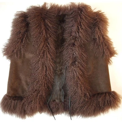 Fur Vest 2in1 Tibet Lamb Jacket Lambskin Calayos Reversible Fashion Braun - Image 1 of 4