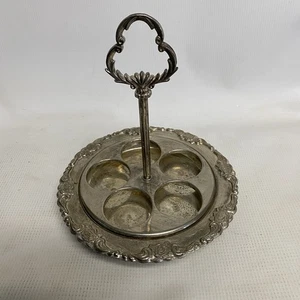 Vintage Silber Teller Apotheker Flaschenhalter Tränke Flaschen Kruzifix Ständer - Bild 1 von 6