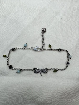 Brighton Voler 蜻蜓串珠花脚链可调节 漂亮 — 第 1/4 张图片
