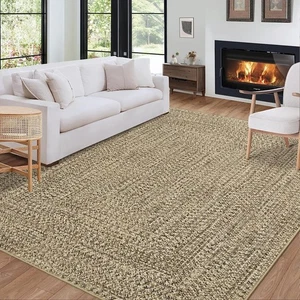 Washable Area Rugs 9x12 Rug Modern Solid Braided Large Rug Non-Slip Neutral R... - Picture 1 of 8