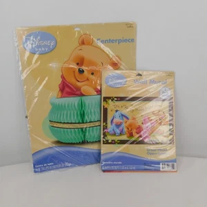 Lot of 2 Baby Disney Winnie Pooh Party Decorations Centerpiece Wall Mural New - Picture 1 of 5