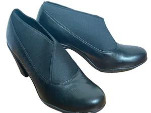 Nuevos Clarks Botines Mujer’s 8 Cuero Negro Pull On 3” Tacones Altos Zapatos de Vestir - Imagen 1 de 8
