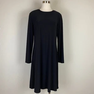 Norma Kamali Midi Dress A-Line Black Long Sleeve Crew Neck XL Minimalist Flowy - Picture 1 of 12