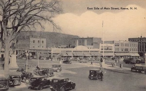 Postal East Side of Main Street Cars Kresge Store Keene New Hampshire años 30 - Imagen 1 de 2