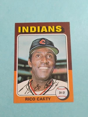 Tarjeta de béisbol 1975 Topps Rico Carty Cleveland Indians DH-OF número 655 Foto 1 de 4