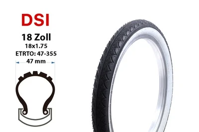 18 Zoll Kinder Fahrrad Reifen18x1.75 City Weißwand 47-355 - Bild 1 von 4