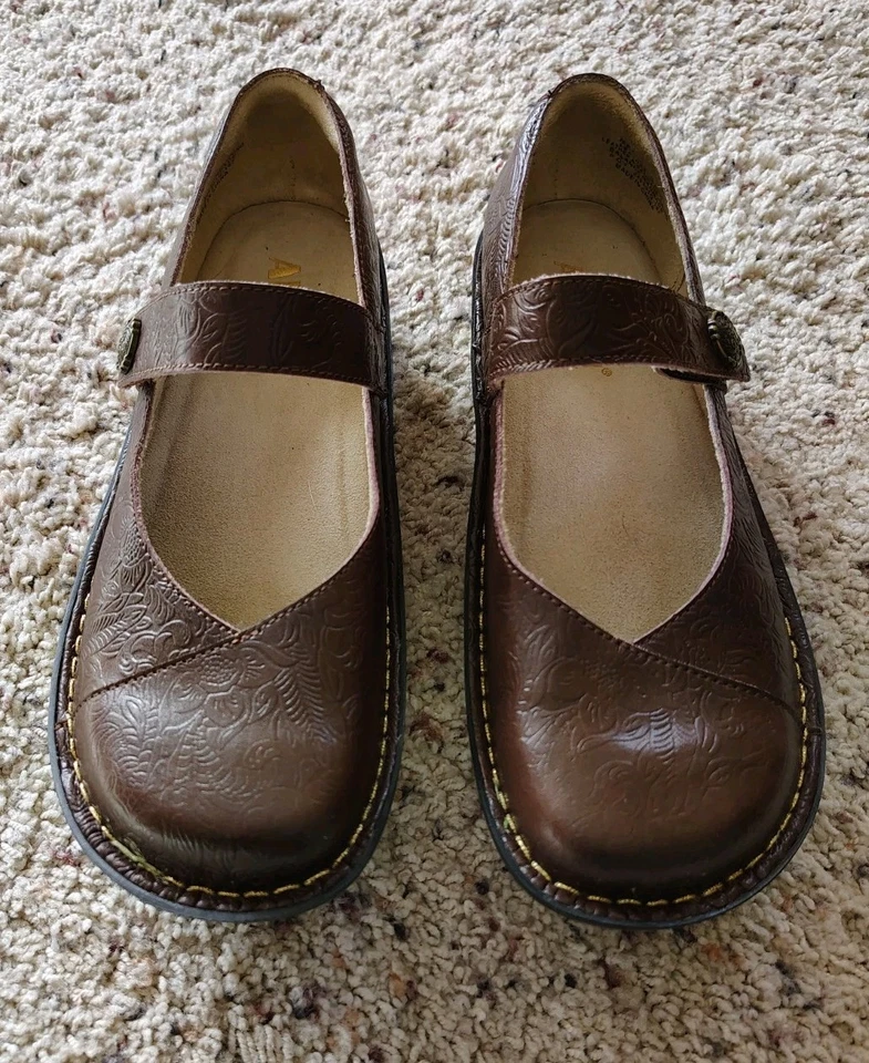 Zapatos Alegria para mujer Marcy Mary Jane de cuero marrón en relieve EU 40 MRC6370 Foto 1 de 4