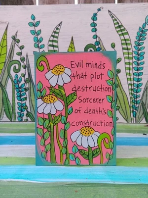 Black Sabbath War Pigs Lyric Painting on 7 x 5 Song Lyric Painting on Wood Panel - Image 1 of 4