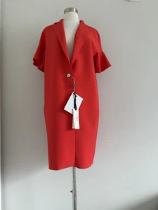 NUEVO CON ETIQUETAS VESTIDO PINKO POPOLARE SPOLVERO CREPÉ ACCOPPIATO BOLSILLOS DE UN BOTÓN TALLA 6 - Imagen 1 de 17