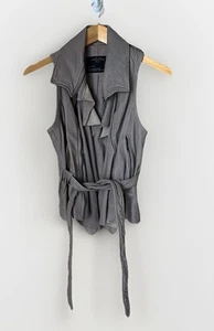 Allsaints Taupe Leder Manu Weste Gürtel Reißverschluss Weste - Bild 1 von 9