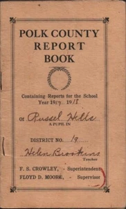 1918 POLK COUNTY, DISTRICT 19 antique report card booklet student grades OREGON - Picture 1 of 3