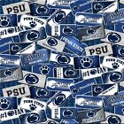 Penn State Nittany Lions Cotton Fabric with License Plate Design-By the Yard