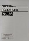 Rotel RCD-965BX - Compact Disc CD Player - Bedienungsanleitung - BENUTZERHANDBUCH
