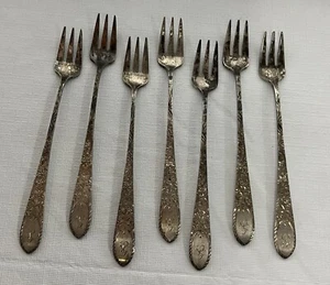 Vintage Antique Gorham Sterling Silver Monogrammed Cocktail Forks - Set of 7 - Picture 1 of 6