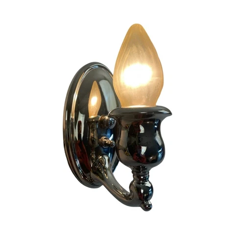 Antique c1910 Bradley & Hubbard Bare Bulb Sconce Nickel Plated Brass Restored Cover