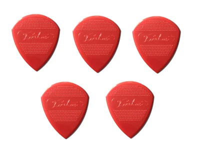 CUSTOM 5 x Red Jazz lll Shape - Quality Small Nylon Guitar Picks / Plectrums 1.2mm