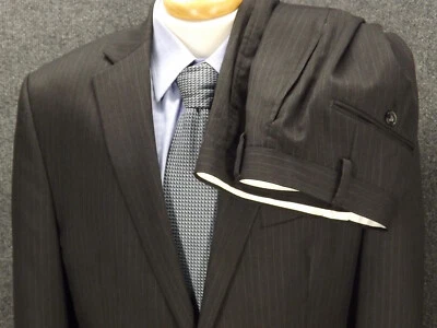 Traje de hombre Lauren Ralph Lauren 43R gris lana rayas 36x29 pantalones planos 2 piezas Foto 1 de 4