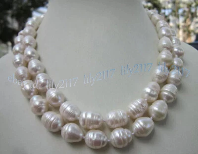 7-9MM GENUINE NATURAL WHITE FRESHWATER CULTURED BAROQUE PEARL NECKLACE 14-72'' - Image 1 of 4