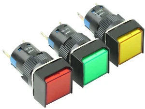 YuCo 16mm Illuminated 2-Pin Pilot LED Light Choose Color, Shape, Voltage - Picture 1 of 12