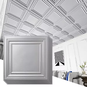 Art3d 12-Pack PVC Ceiling Tiles in Argent Silver??2x2ft Each??Covering 48 sq.ft - Picture 1 of 11