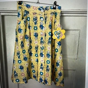 Unique Vintage XS (2) Smurf Smurfette Skirt Movie Cartoon Retro 80s Pockets NWT - Picture 1 of 6
