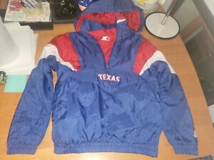 Vintage Texas Rangers MLB Baseball Coat Jacket Hoodie Youth Small Zipper Pocket