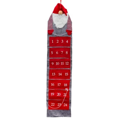 Santa Gnome Christmas Advent Calendar | Fabric 24-Pocket Hanging Gonk Calendar - Image 1 of 4