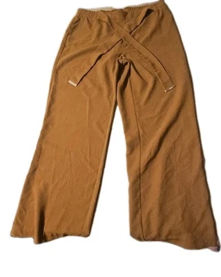 Женские брюки Calvin Klein размер XL коричневые без застежек с широкими штанинами. Ремень для галстука - Изображение 1 из 4