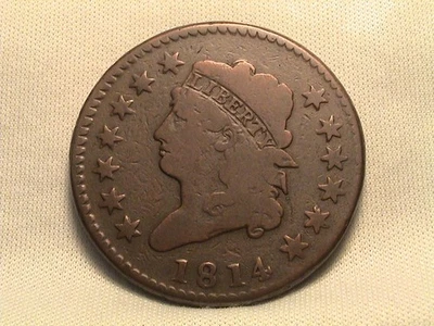 1814 Classic Head Large Cent S-294 Crosslet 4! - Image 1 of 2