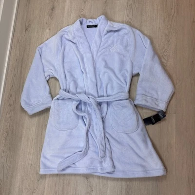 Bata de baño Lauren Ralph Lauren para mujer XL azul bordado logotipo RLL felpa polar Foto 1 de 4