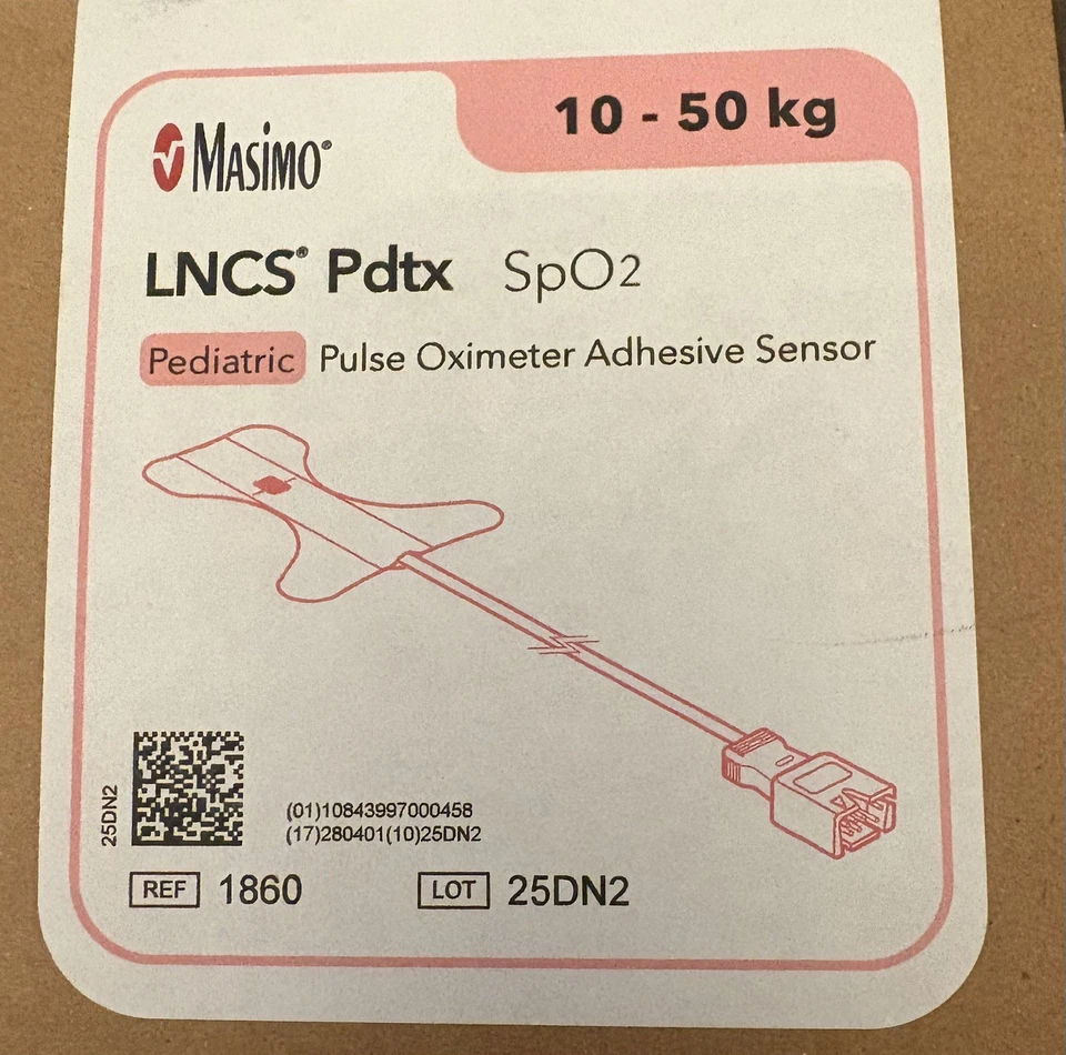 Sensor Adhesivo Oxímetro de Pulso Pediátrico Masimo 1860 10-50kg - Nuevo en Caja  Foto 1 de 1