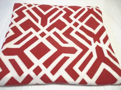 Pottery Barn Shelby Full Queen Duvet Cover Red/Ivory Geometric Linen Cotton - Image 1 of 4