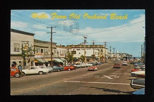1960s View from Old Orchard St. Old Cars Shops Old Orchard Beach ME York Co PC - Bild 1 von 2