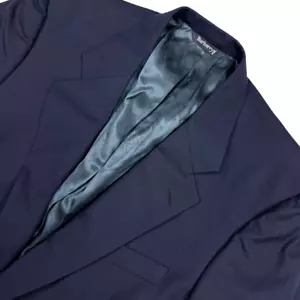 VTG Burberry London Men's Wool 2-Button Blazer Gold Buttons Navy Blue • 44R - Picture 1 of 11