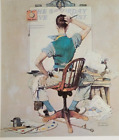 THE ARTIST Self Portrait Sitting at Easel Norman Rockwell 15x11 Americana Print