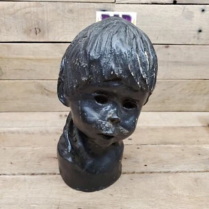 VTG Chalk Plaster Mannequin Statue Head Boy Sculpted Hair 10” - Picture 1 of 8
