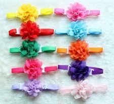 Dog Pet Bow Tie 50pcs Chiffon Flowers Necktie Adjustable Grooming Accessories