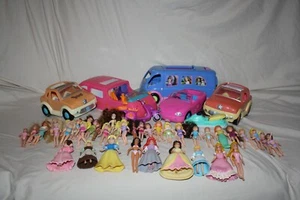 HUGE Polly Pocket Lot 32 Doll, Some Disney Accessories, Clothes, Cars, Van, Limo - Picture 1 of 7