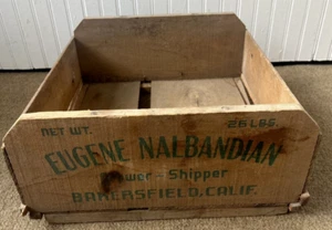Eugene Nalbandian Wooden Fruit Crate - Grower Bakersfield California - Vintage - Picture 1 of 15