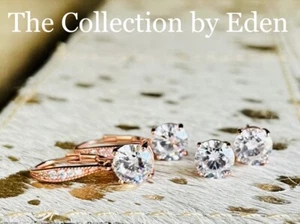 Giani Bernini Earrings- 18k Rose Gold Over Sterling Silver CZ Dangle & Studs - Picture 1 of 4