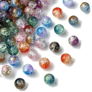 200x Glass Round Crackle Loose Spacer Beads for DIY Craft Jewelry Making - Picture 1 of 7