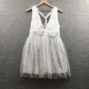 Lulus Ailey Daisy Skater Dress Gold Ivory L - Picture 1 of 3